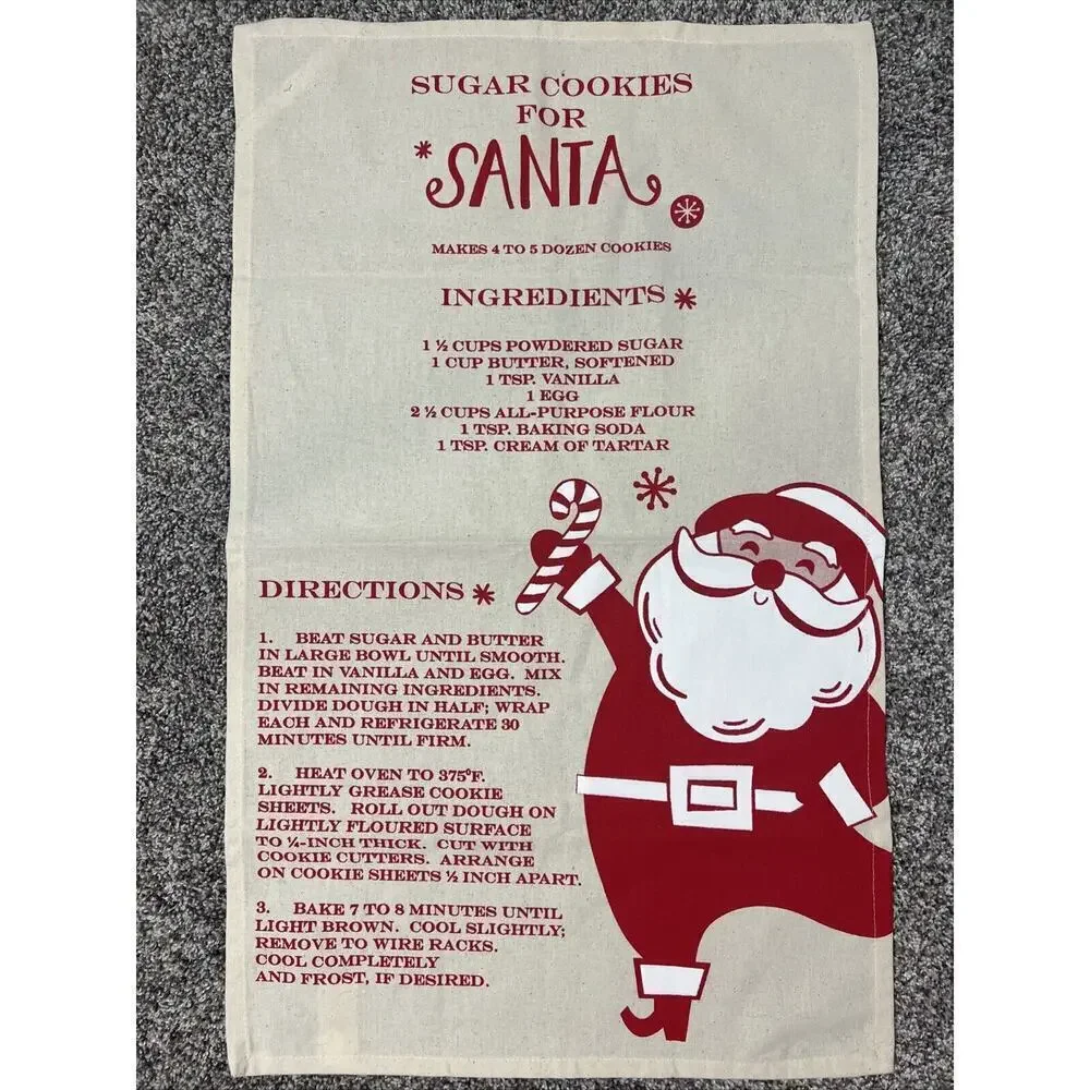 Target 2014 Santa Claus Christmas Sugar Cookie Recipe Dish Towel 100% Cotton NEW